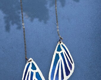 Blue Cloth Butterfly Wing Earrings