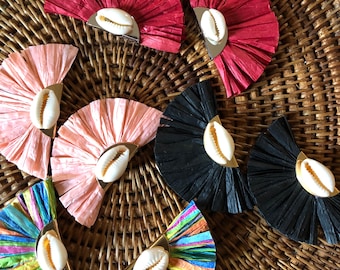 Raffia Fan Clip-ons