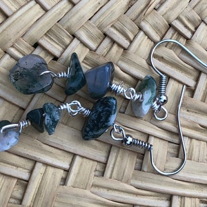 Moss Agate Dangle Earrings