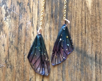 Purple and Blue Pretty Wings Dangle Earrings