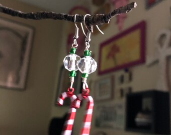Candy Cane Christmas Earrings