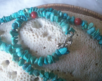 Turquoise and Coral Jewelry Set