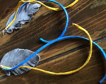 Grey Blue Goldenrod Suede Earrings