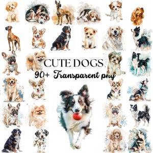 Watercolor Dog Clipart Bundle: 90+ Puppy PNGs, Pet Lover Design