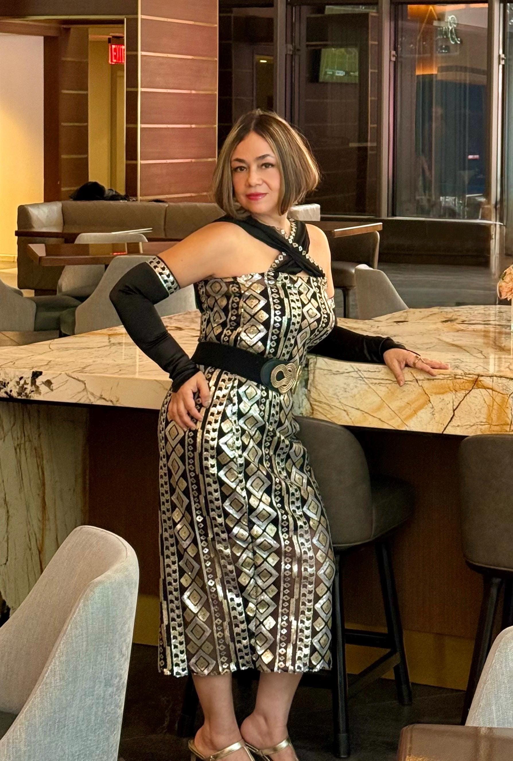 formal egyptian dresses 1920s Gold Egyptian Dress – Annie's Ibiza Online main image 0
