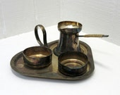 Silverplate Serving Tray Tea Sake Set Cups