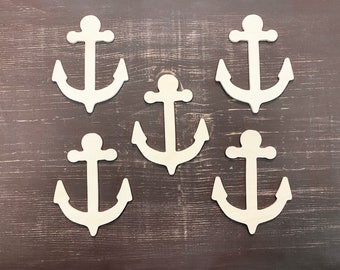 Wooden Anchor Cutouts Unfinished Lot Of 5 Nautical