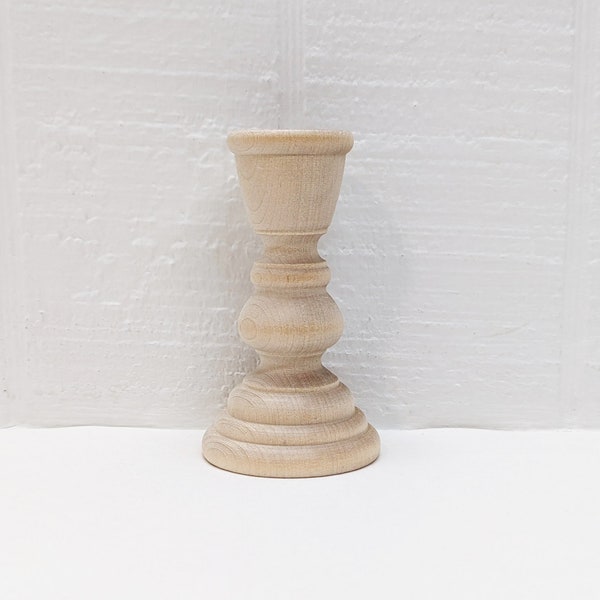Wood Candle Holder Candlestick 4 Inches Tall