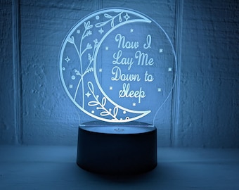 Down To Sleep, Acrylic LED Night Light, Desk Lamp - Laser Engraved