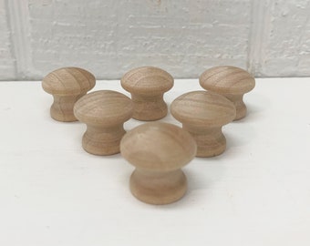 End Grain Wood knobs / Drawer Pulls -  3/4 inch - Unfinished - Set of  6 - Small Knobs