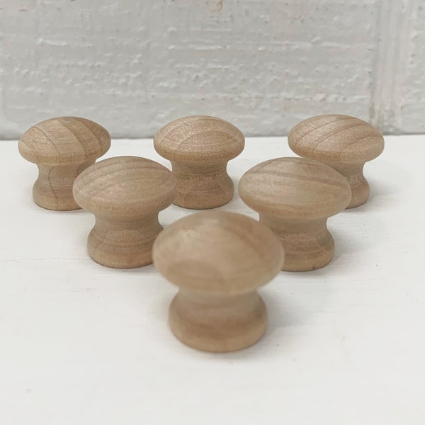 End Grain Wood knobs / Drawer Pulls -  3/4 inch - Unfinished - Set of  6 - Small Knobs