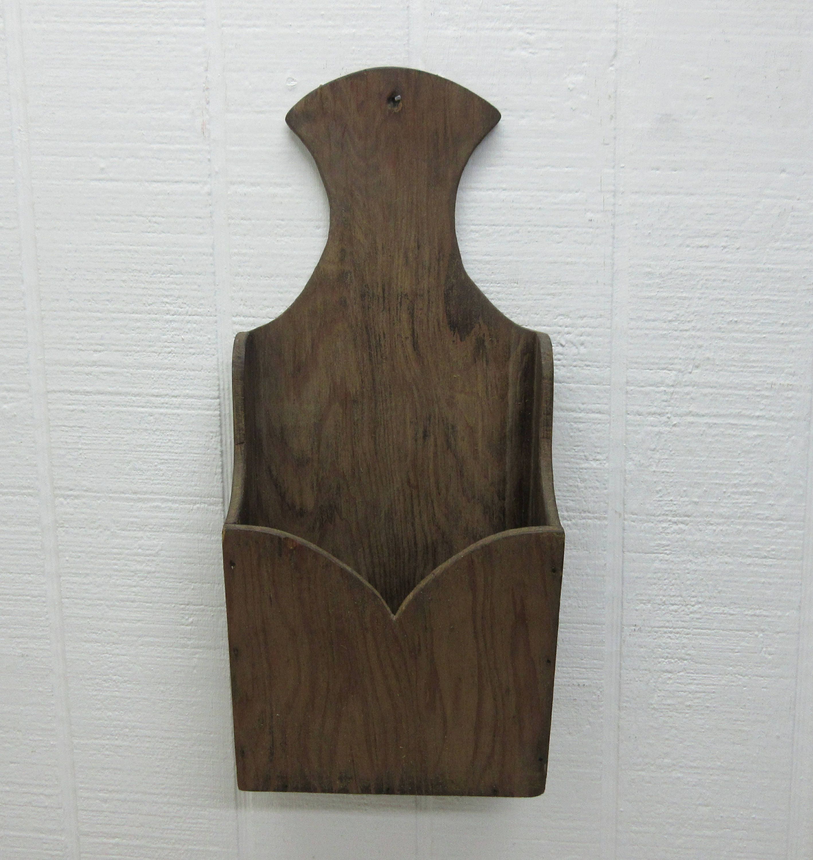 Vintage Wooden Wall Pocket Pouch Box Ooak