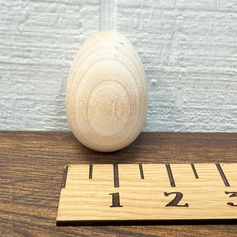 Wooden Eggs For Craft Projects - Lot Of 6 - Natural Shape Rounded Bottom - Hen Egg - Wood Chicken Egg - Decoy Egg - Unfinished image 2