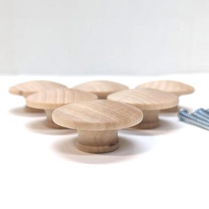 End Grain Wood knobs / Drawer Pulls -  2 inch - Unfinished - Set of 6 - Mushroom Knob