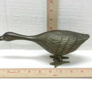 Vintage Large Brass Swan / Geese Figurines Lot Of 2 Brass Bird Pair image 8