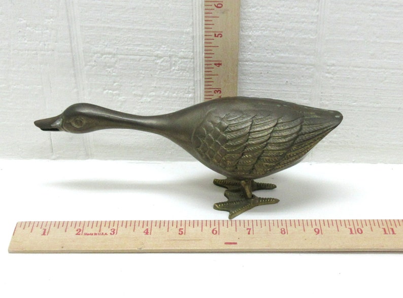 Vintage Large Brass Swan / Geese Figurines Lot Of 2 Brass Bird Pair image 8
