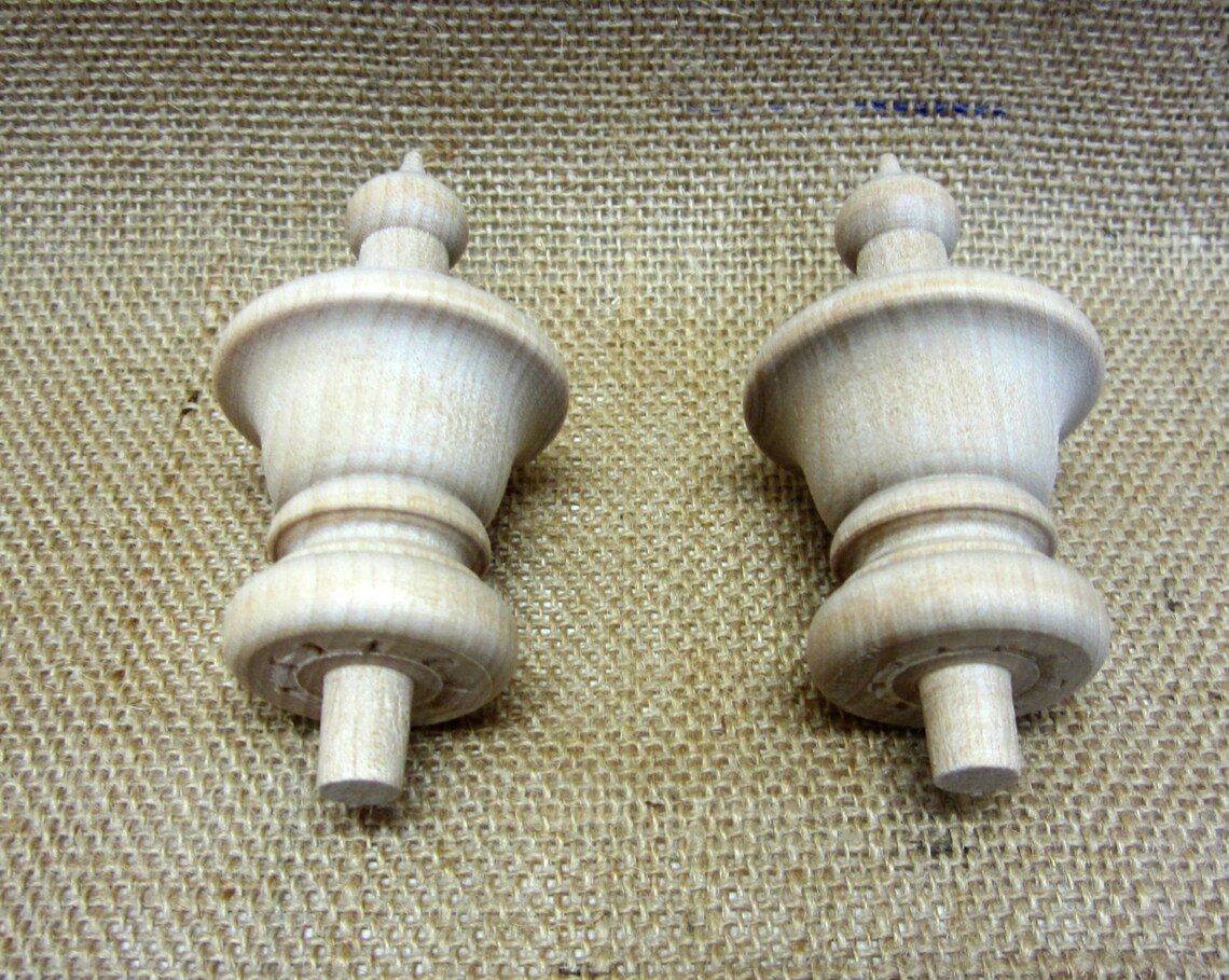 Unfinished Wooden Finial or Dowel Cap Nice Profile Lot of Etsy
