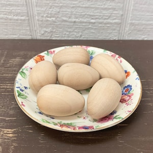 Wooden Robin Eggs For Craft Projects  Lot Of 6 - Unfinished Ready-to-Paint Eggs - 1 5/16&quot;