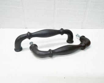 Cast Iron Drawer Pull - Decorative Drawer Handle - Dark Brown - Set of 2