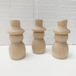 3 Dimensional Wooden Snowman Unfinished -  Lot Of 3 - Wood Snowman Ornament - Wood Snowman figurine