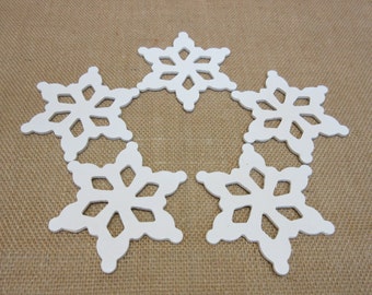 Large Wooden Snowflake Cutouts / Ornaments - White - Set of 5 - Birch Plywood 1/8