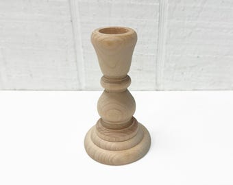 Wood Candle Holder Candlestick 4 Inches Tall
