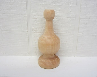 Finial - Unfinished Wood Finial With Nice Profile Dowel Cap - Height 4-1/4"  Diameter 1-7/8"  Hole Size: 1-1/2"