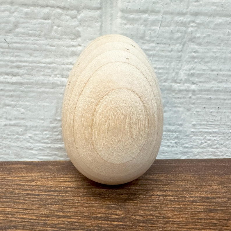Wooden Eggs For Craft Projects - Lot Of 6 - Natural Shape Rounded Bottom - Hen Egg - Wood Chicken Egg - Decoy Egg - Unfinished image 7