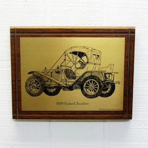 Vintage Automobile Wall Hanging 1909 Packard Roadster Plaque - Car Decor