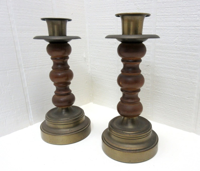 Vintage Homco Candle Holder Lot of 2 Homco Metal and Wood Etsy