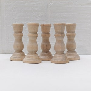 Wooden Candlestick Holders / Mini or Half Taper(NOT STANDARD TAPER) Candlestick holder - 3" Tall x .5" Diameter - Set of 5