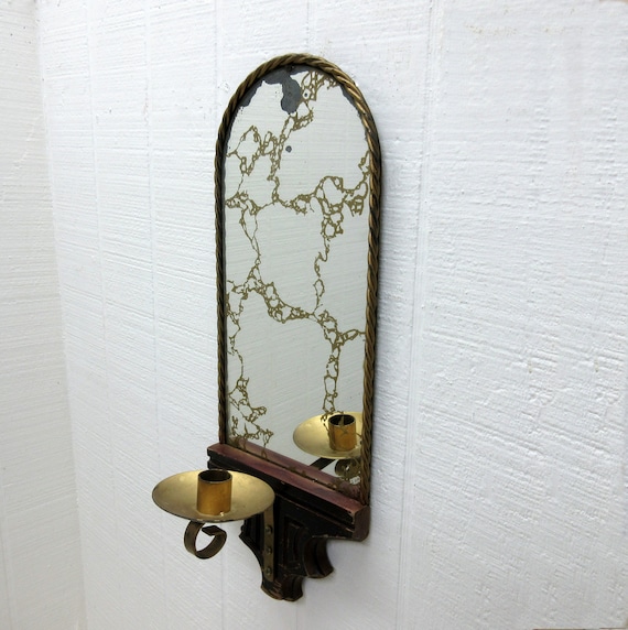Vintage Wall Mount Candle Holder With Mirror