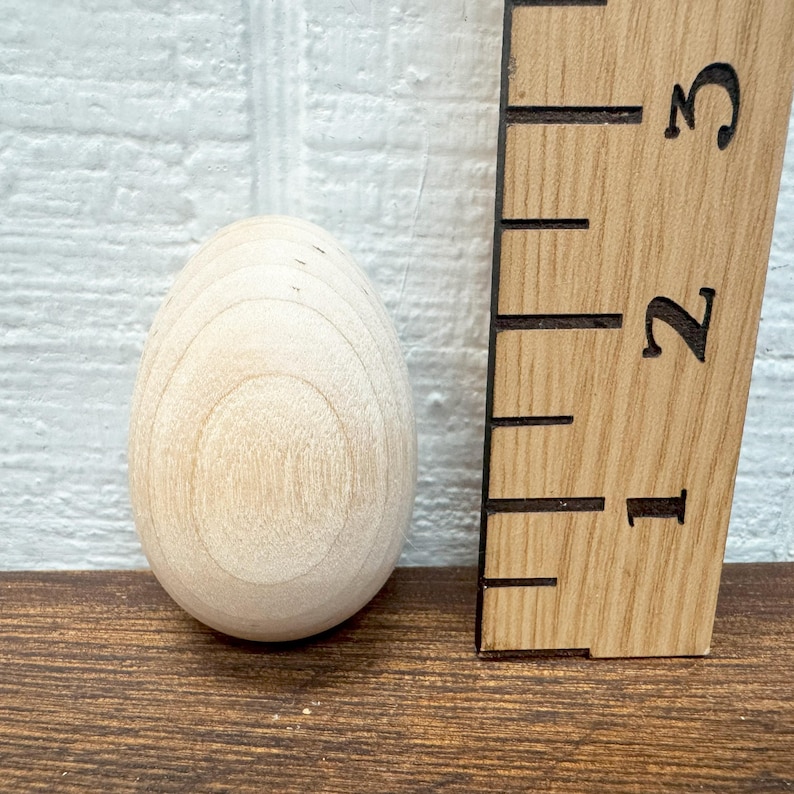 Wooden Eggs For Craft Projects - Lot Of 6 - Natural Shape Rounded Bottom - Hen Egg - Wood Chicken Egg - Decoy Egg - Unfinished image 3