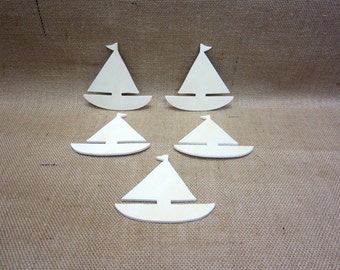 Sailboat Unfinished Wooden Cutout Lot Of 5 Nautical