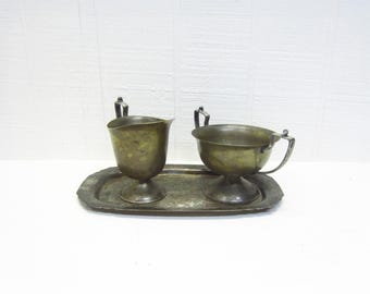 Vintage Cream And Sugar Serving Set With Tray WM Rogers