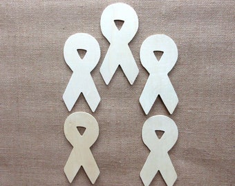 Wooden Awareness Ribbons Unfinished Lot Of 5