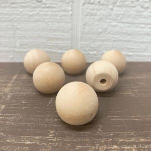 1 Inch Ball Knob / Wood knobs / Drawer Pulls - Unfinished - Set of 6 screws included
