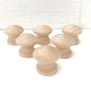 End Grain Wood knobs / Drawer Pulls -  3/4 inch - Unfinished - Set of  6 - Small Knobs Mushroom Knob