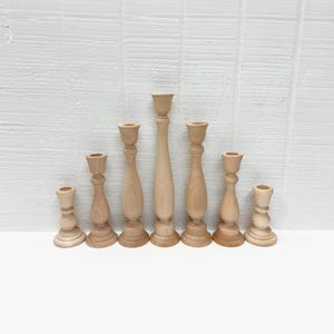 Wooden Candle Holders / Taper Candlestick Holder - 7 Piece Wedding Set - 11, 9, 6-3/4, 4&quot;