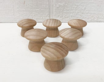 End Grain Wood knobs / Drawer Pulls - 1 inch - Unfinished - Set of 6