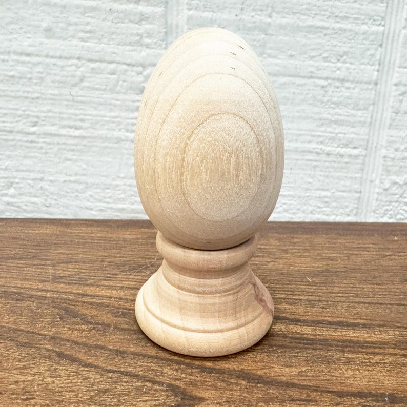 Wooden Eggs For Craft Projects - Lot Of 6 - Natural Shape Rounded Bottom - Hen Egg - Wood Chicken Egg - Decoy Egg - Unfinished image 6
