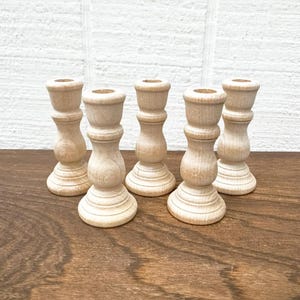 Wooden Candlestick Holders / Mini or Half Taper (NOT STANDARD TAPER) Candlestick holder - 3&quot; Tall - Set of 5