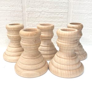 Wood Candlesticks - Unfinished 2-5/8 Inches Tall French Country Style - Set Of Five