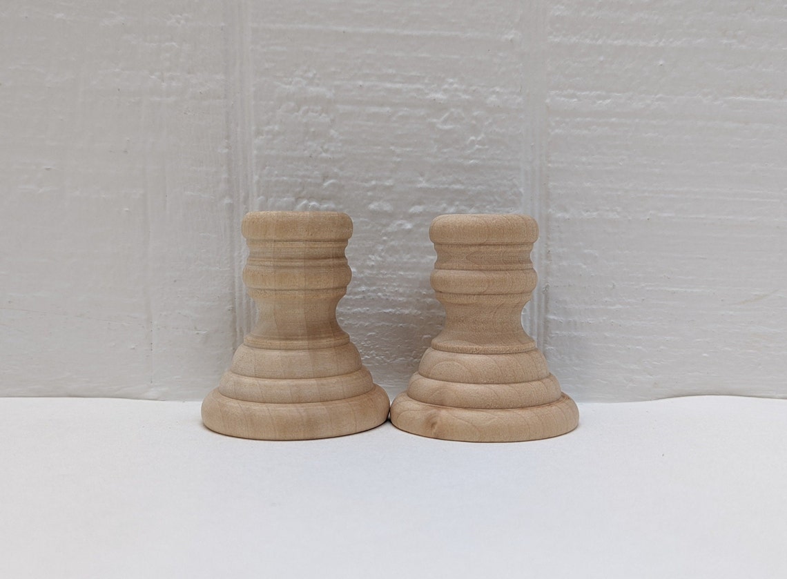 Wood Candlesticks Unfinished 21/4 Inches French Country Etsy