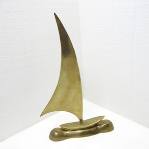 Vintage Brass Sailboat Large Brass Sailboat 20&quot; Tall Nautical Decor