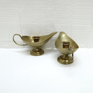 Vintage Brass Chamber Candle Holder Lot Of 2