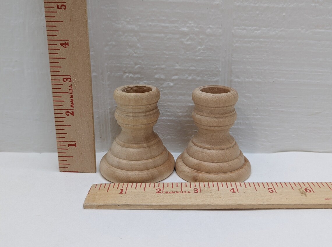 Wood Candlesticks Unfinished 21/4 Inches French Country Etsy