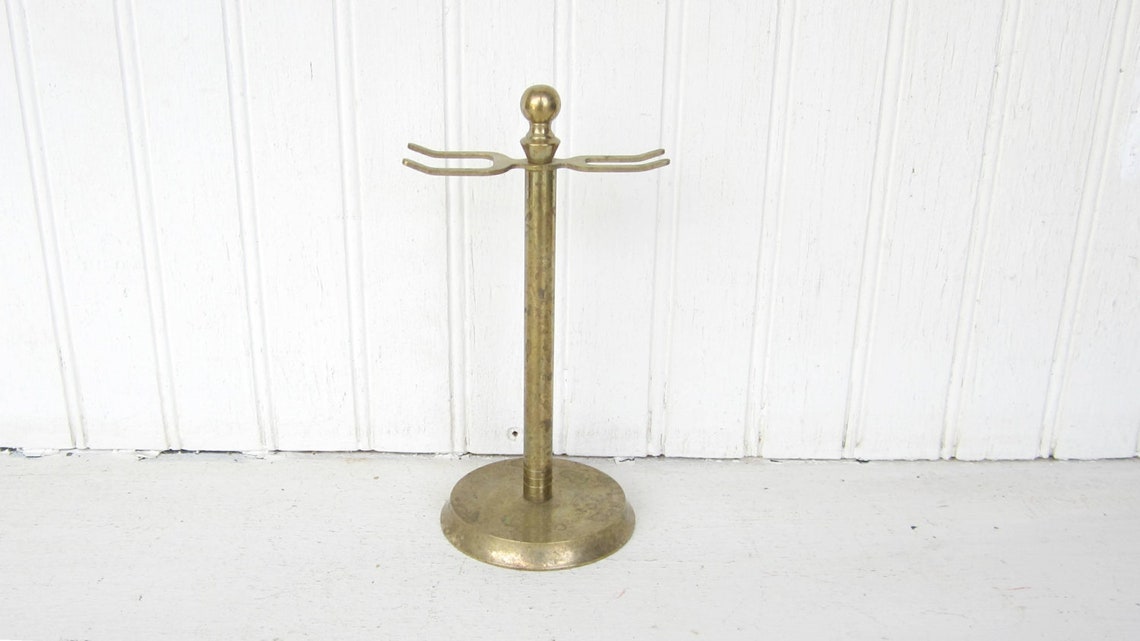 Vintage Brass Shaving Brush And Razor Stand Etsy