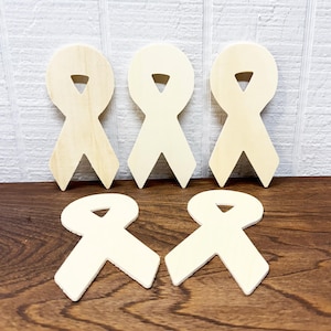 Large Unfinished Wooden Awareness Ribbons  Set of 5 – Birch Plywood Craft Blanks for DIY Cause Projects