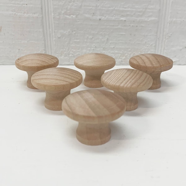 End Grain Wood knobs / Drawer Pulls -  1-1/4 inch - Unfinished - Set of 6